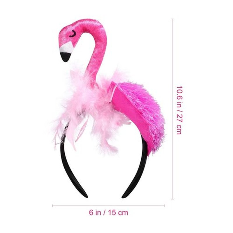 CARMELIT Creative Flamingo Hat Hawaii Pink Flamingo Headband Hair Tropical Accessories Flamingo Party Supplies Cute Flamingo Costume for Women, 27X15X10CM