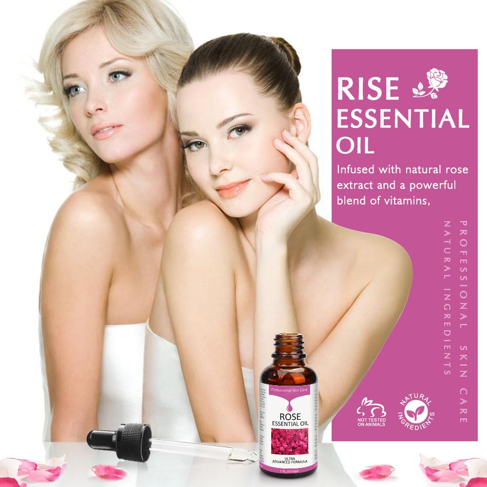 Rose Face Oil, Anti Ageing & Anti Wrinkle Serum, 1 oz (30ml)