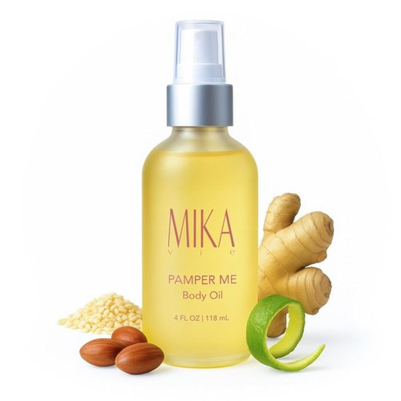 Luxury Organic Body Oil - Moisturizing After Shower Oil for Dry Skin | 4 oz with Sesame, Jojoba, Ginger & Bergamot - USDA Certified Organic, Non-Greasy, Paraben-Free