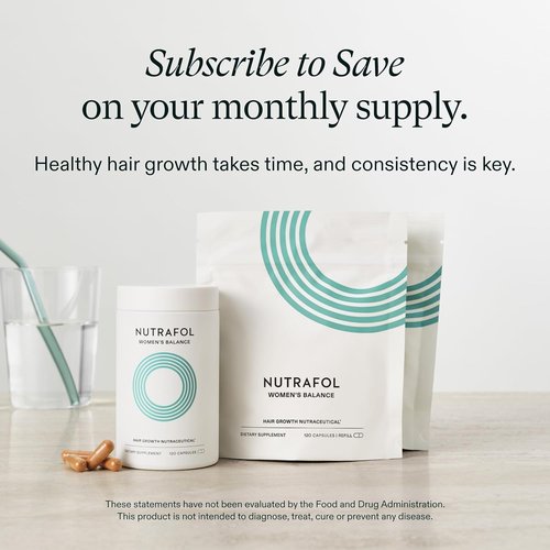 Nutrafol Women's Balance Hair Growth Supplements, Ages 45 and Up, Clinically Proven for Visibly Thicker Hair and Scalp Coverage in 3-6 Months, Dermatologist Recommended - 1 Month Supply Refill Pouch