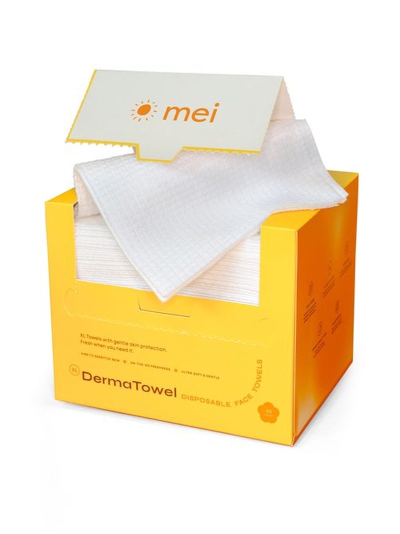 Mei Apothecary XL DermaTowel Disposable Face Towels, 50 Count Facial Cloths for Washing Face & Makeup Removal, 10x12"