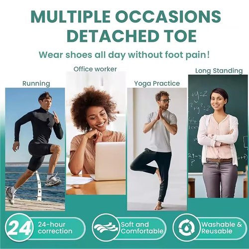 Silicone Toe Separators for Women and Men, Soft Toe Spacers for Overlapping Toes and Hammer Toes Pain Relief, Ergonomic Toe Straightener for Yoga, Running, 1 Pairs (12 years old - adult White)