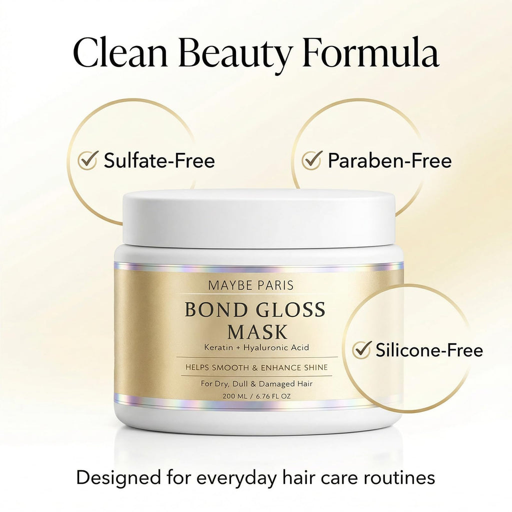 BCYXLR Maybe Paris Bond Gloss Mask, with Hydrolyzed Keratin & Hyaluronic Acid, Helps Support Stronger, Smoother & Shinier Looking Hair, for Dry, Dull & Damaged Hair, Sulfate-Free & Silicone-Free (1)