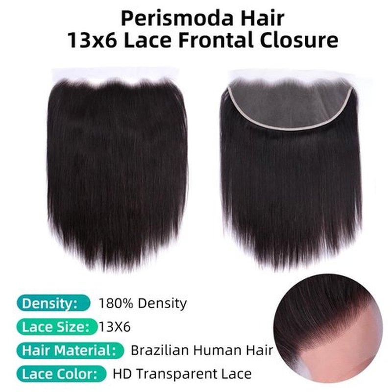 13x6 Full Lace Frontal Closure Invisible HD Transparent Swiss Lace Closure Pre Plucked Bleached Knots with Baby Hair 12A Grade Brazilian Virgin Straight Human Hair Frontal Free Part 16 Inch