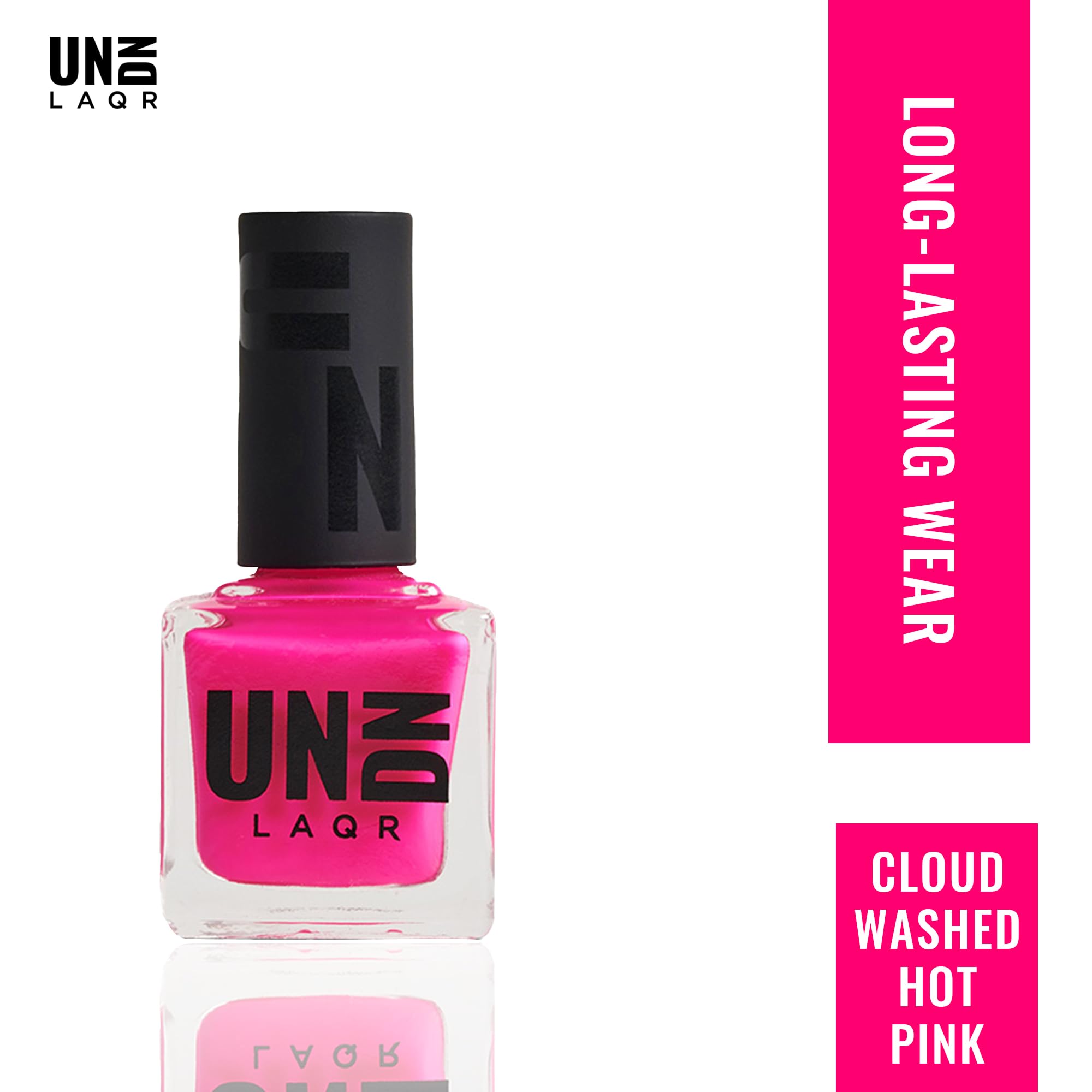 UNDN Vegan Nail Polish - Cloud Washed - Jelly Hot Pink Nail Polish for Women and Men - Long Lasting, Cruelty Free - 0.5 oz