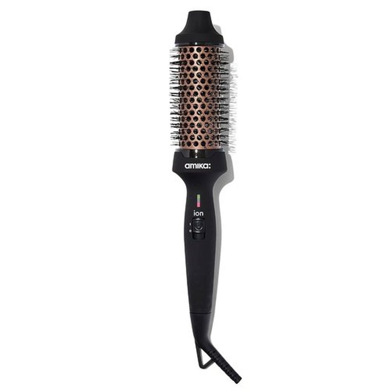 Amika Blowout Babe Thermal Ionic Hairbrush - 1.5" Round Hot Styling Brush for Smoothing, Volume & Shine | Black