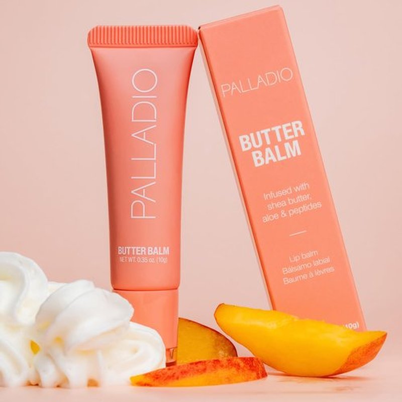 Palladio Butter Balm - Hydrating Lip Balm with Aloe & Peptides for Moisture | Peaches & Cream Tint