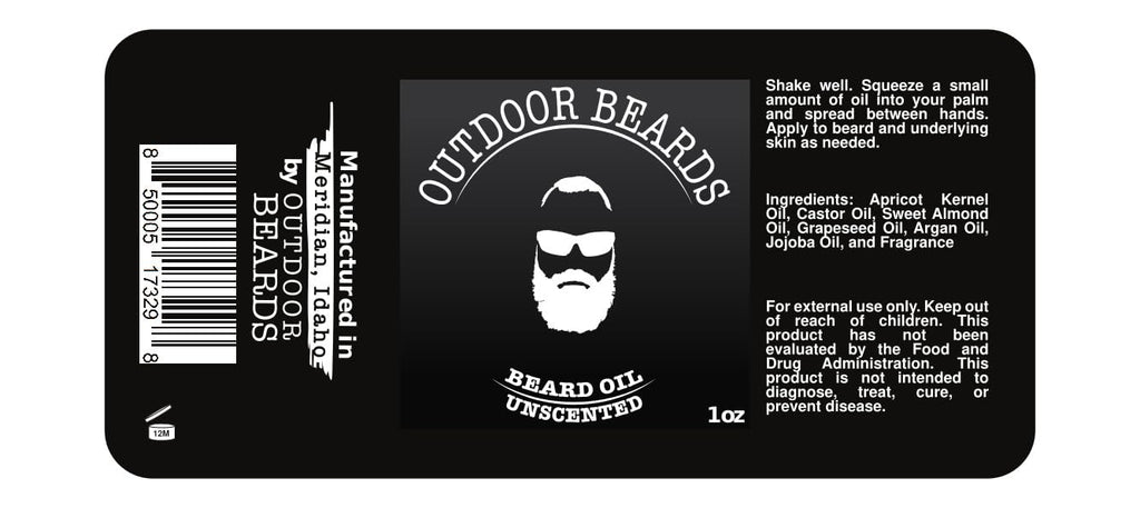 Outdoor Beards 1 oz Beard Oil | Infused Beard Oil to Support Beard Softness & Beard Growth | Naturally Scented Oil for Beard Care | Daily Use Beard Oil (Unscented)