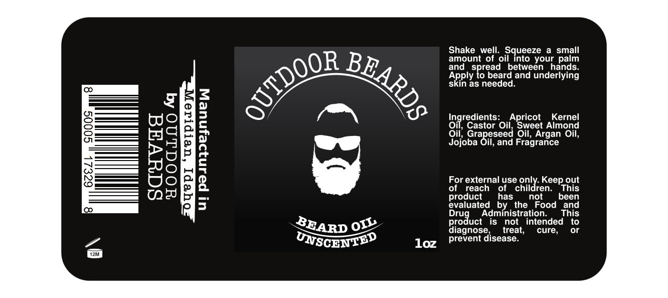 Outdoor Beards 1 oz Beard Oil | Infused Beard Oil to Support Beard Softness & Beard Growth | Naturally Scented Oil for Beard Care | Daily Use Beard Oil (Unscented)
