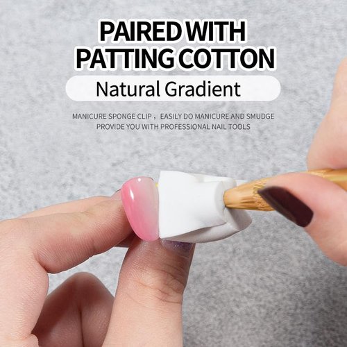Aoboo Nail Sponges Set for Ombre Gel,Nail Art Tools Set-50Pcs Nail Sponges With Gold Grabbing Pen Nail Brush Cleaner Transparent Plastic Storage Box Used to Store Nail Art Tools