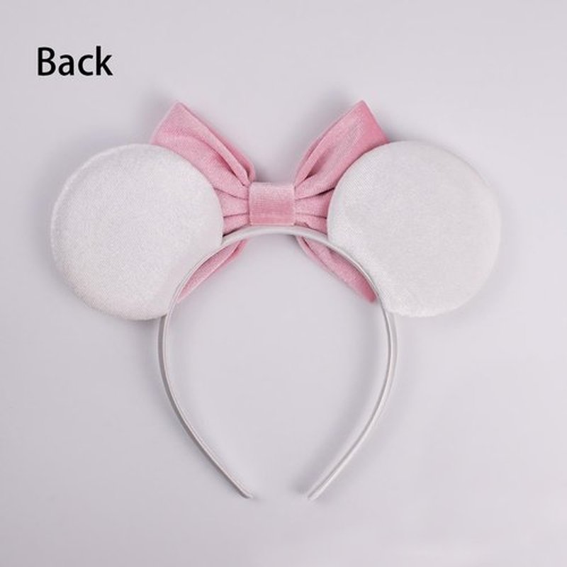 JIAHANG Velvet Mouse Ears Headband with Beads, Velour Hair Bow Hairband, Party Decoration Headwear Hair Accessories for Women Girls