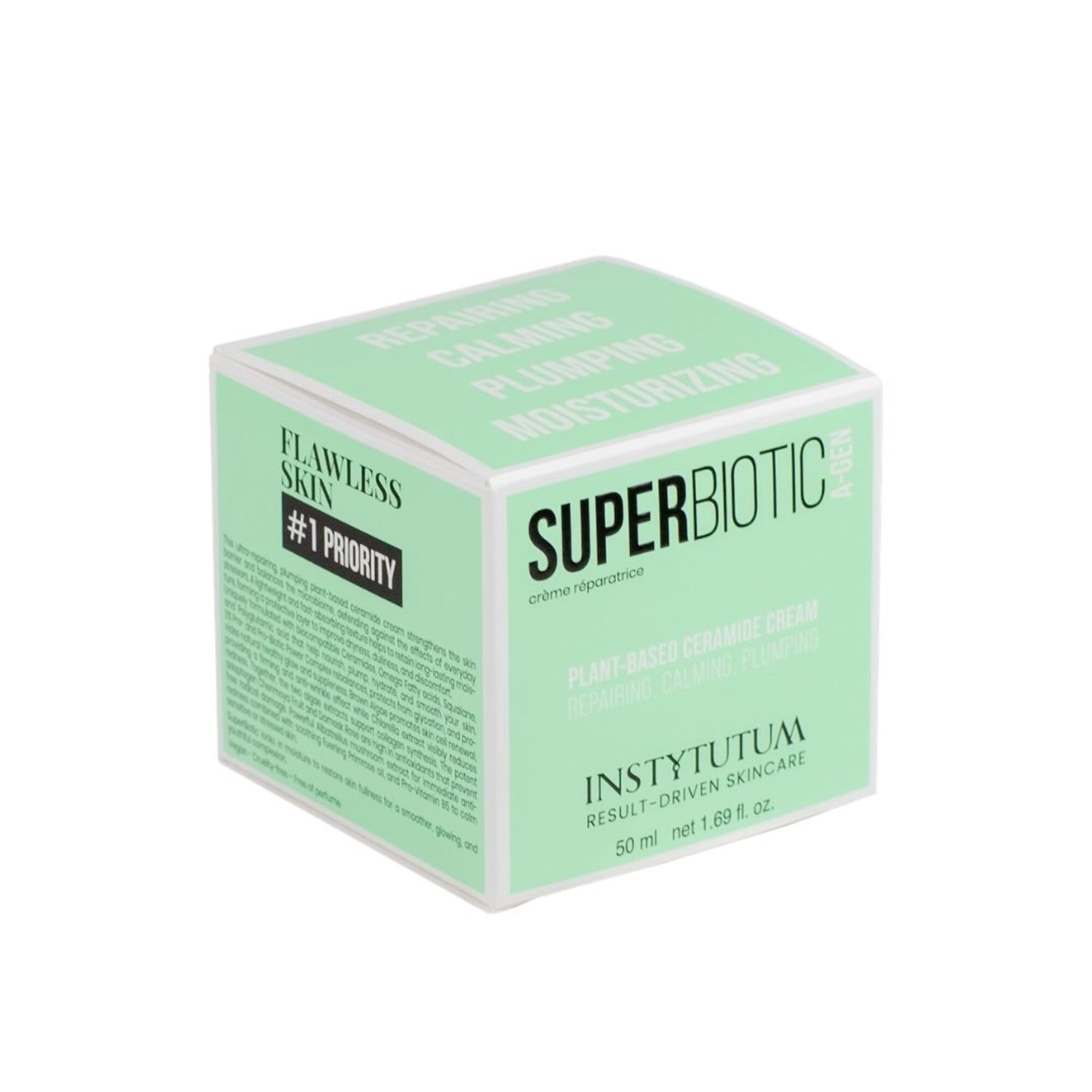 INSTYTUTUM Super Biotic Plant-Based Ceramide Cream, Barrier Repairing Moisturizer with Squalane and Omegas, 1.7 oz