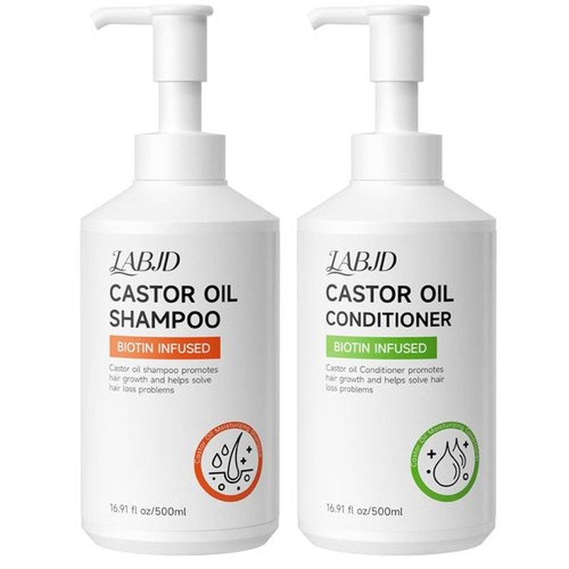 Castor Oil Shampoo & Conditioner Set - Strengthen & Cleanse Thin Hair | Sulfate-Free, 16.9 FL Oz