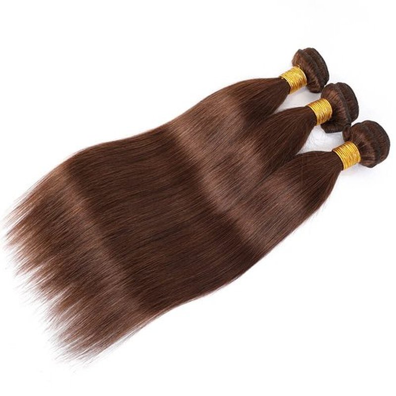 Raivide Color #4 Bundle Chocolate Brown Straight Human Hair Bundles Color #4 Dark Brown Straight Bundles Human Hair 16 18 20 Inch