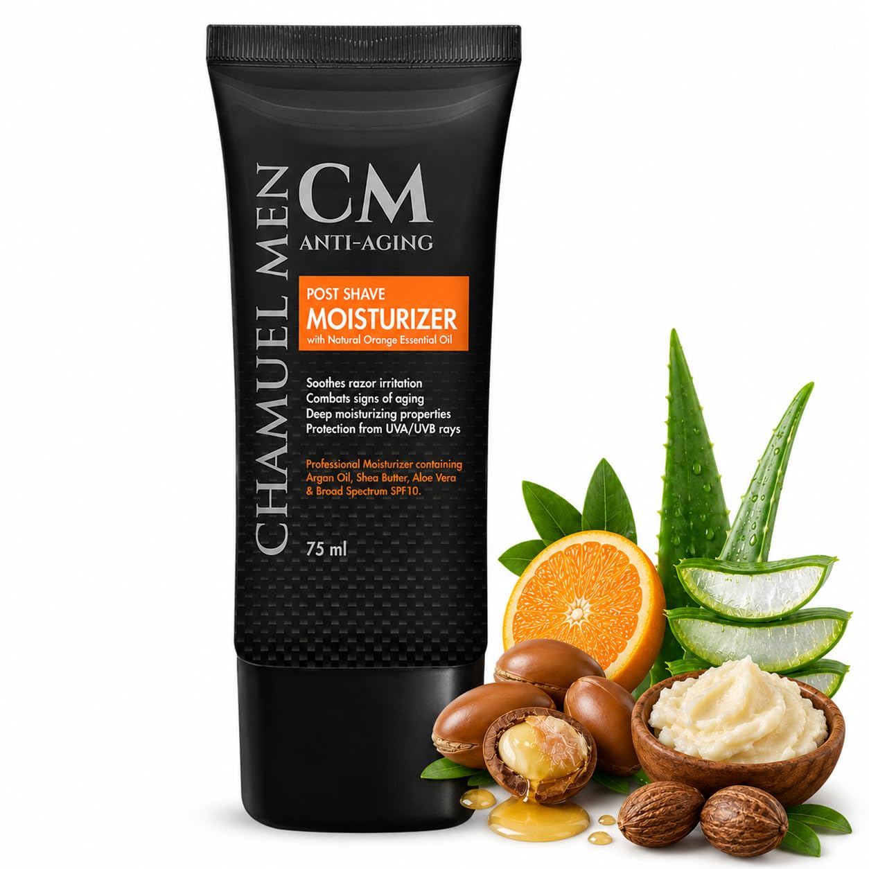 Mens Face Moisturizer Anti Aging - Aftershave for Men, Face Cream & Post Shave Lotion with Argan, Shea & Aloe - Daily Skin Care Balm for Dry, Oily & Sensitive Skin, 2.6 oz