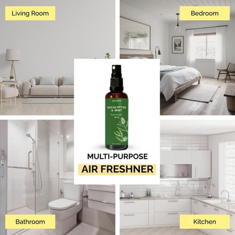 Aromafume Eucalyptus & Mint Room Spray - Aromatherapy Linen Mist with Pure Essential Oils | 100ml/3.38fl oz