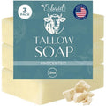 Beef Tallow Soap Bar – All Natural Grass Fed Tallow Soap Unscented – Moisturizing Face & Body Wash Great for Eczema, Dry, Itchy, Sensitive Skin – Handcrafted Bath Soap for Adults, Kids, Made in USA