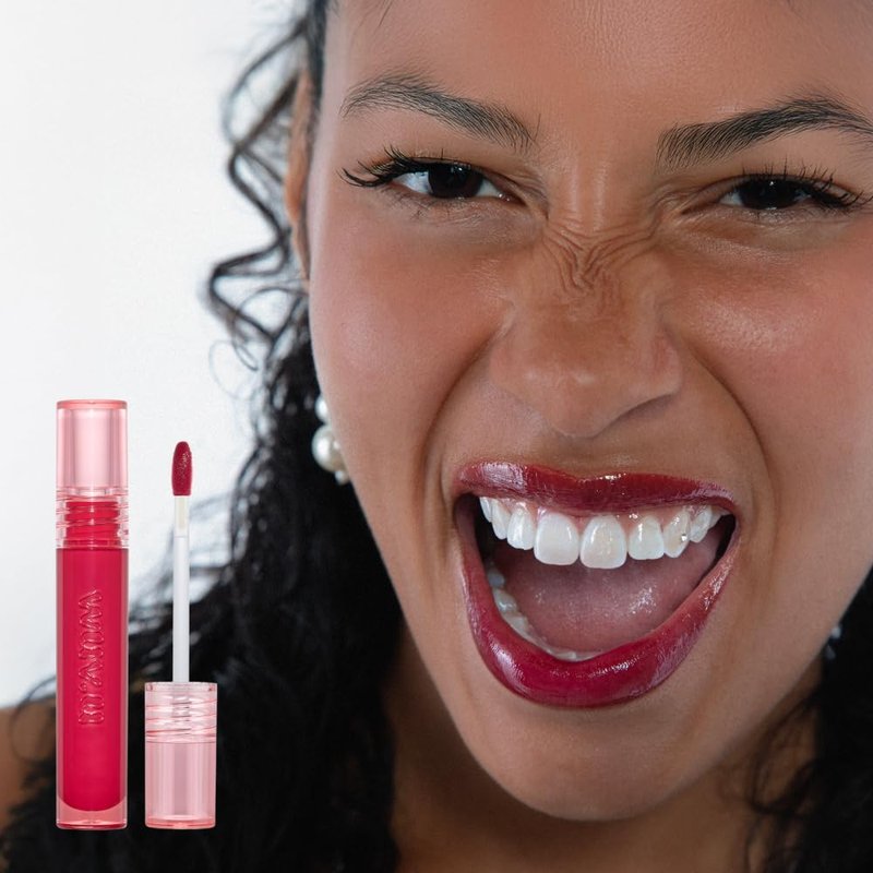 wuv.u Glossy Lip Stain – Plumping Hydrating Lip Oil Tint with Hyaluronic Acid & Peptide Complex – Non-Sticky High Shine Pigmented Finish – Pop Star (Red) 0.11 oz.