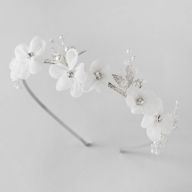 SWEETV Silver Flower Girl Headpiece for Wedding, Communion, Birthday Party - Princess Crystal Hair Accessories