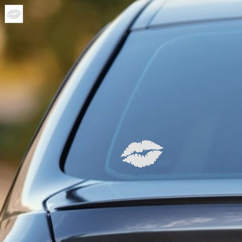 CUSHYSTORE 2X Lips Kiss Lady Sweet Girl Reflective Decal Sticker (3"x1.9", White)