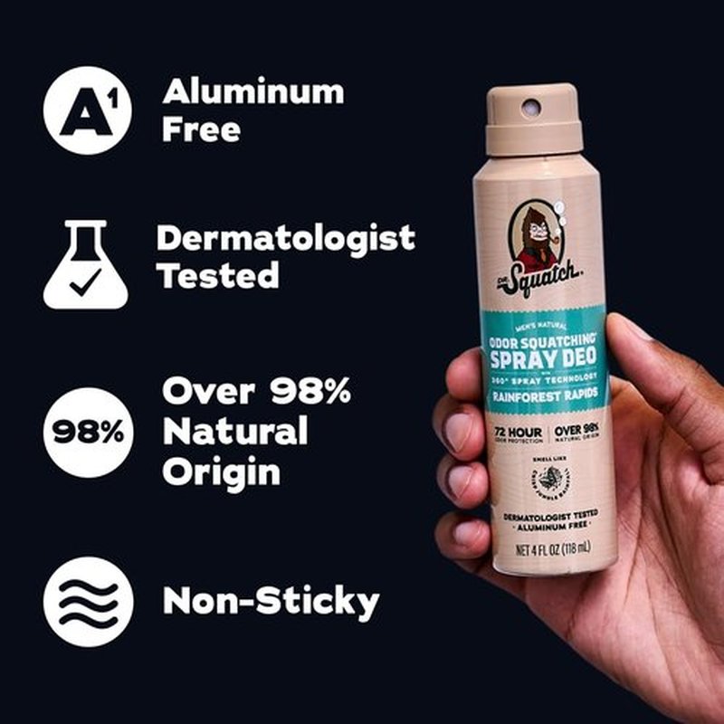 Dr. Squatch Natural Men's Deodorant - Quick-Dry, Aluminum-Free Formula | Fresh Falls & Rainforest Rapids, 4oz (2-Pack)
