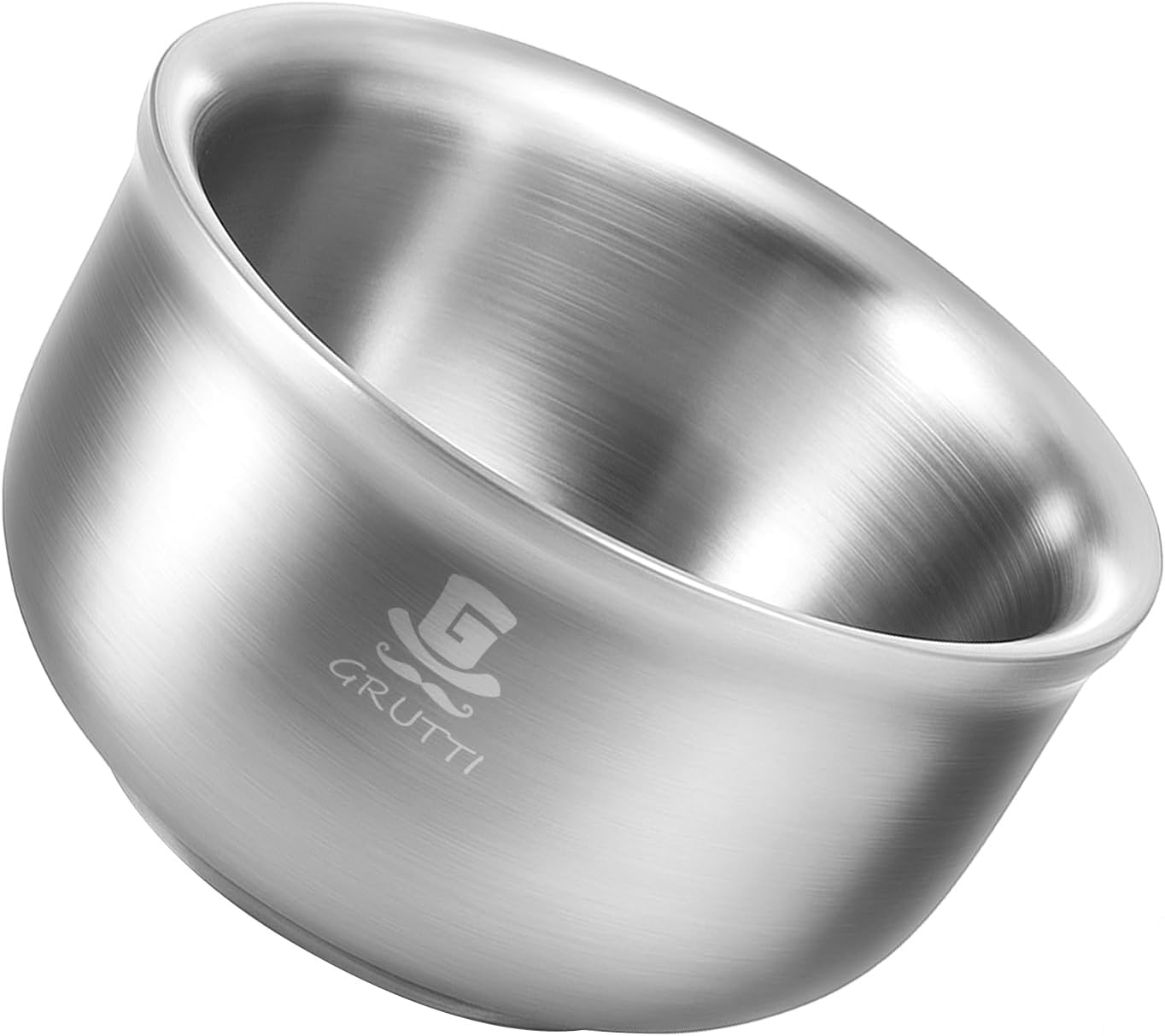 GRUTTI Stainless Steel Shaving Bowl, 4.13 Inch (10.5cm) Rust-Free Shaving Soap Dish, Easy to Clean Sustainable Shaving Bowl for Shaving Soap & Shaving Cream, Fits Shaving Brush