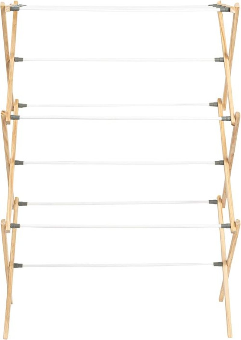 Household Essentials X-Frame Clothes Drying Rack - Sturdy Wood Frame with 23.8 Feet of Hanging Space | Easy Assembly, Natural Finish
