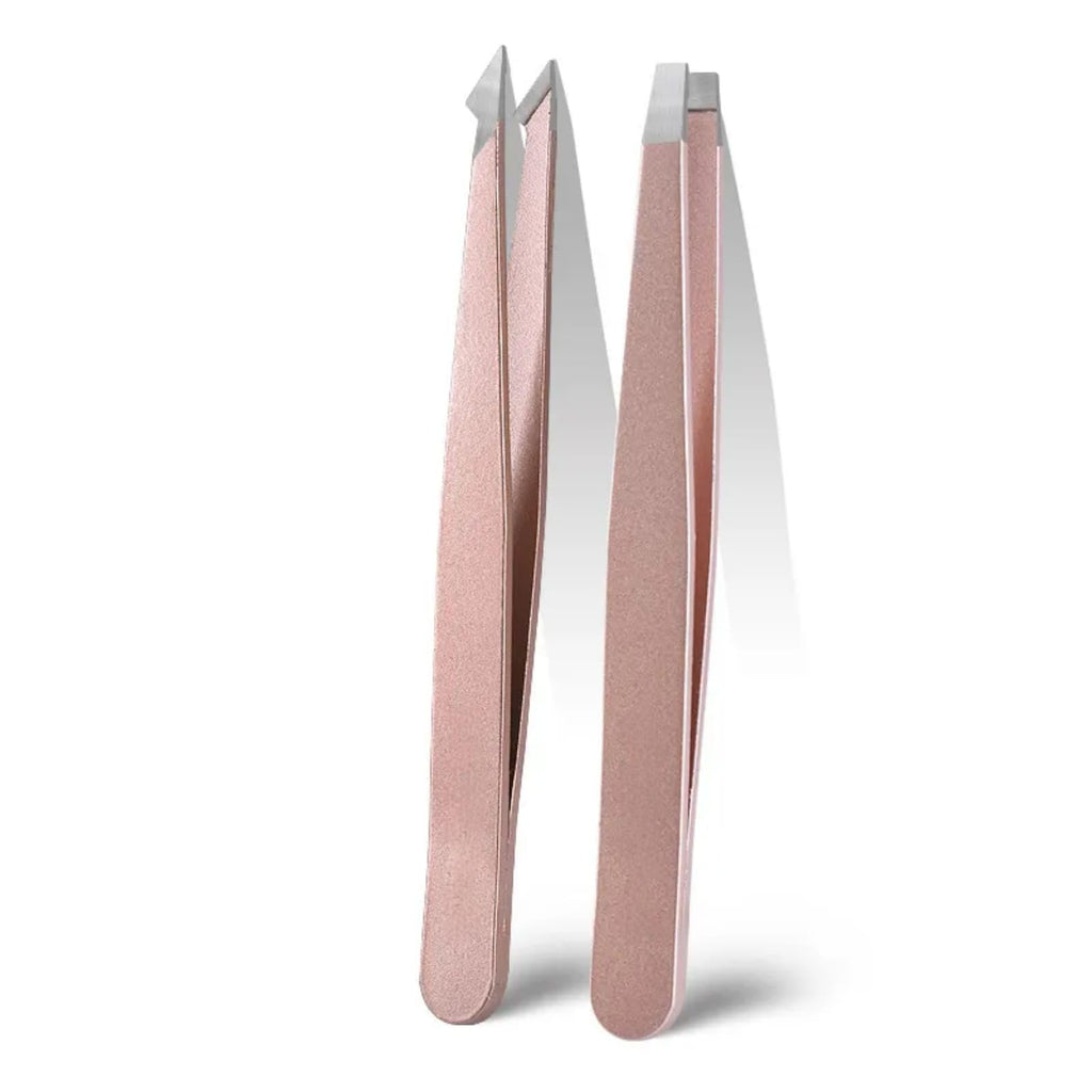 4-Piece Stainless Steel Tweezer Set - Tweezers for Eyebrows, Precision Tweezer Set for Women & Men - Ingrown Hair Tweezer, Long Lash & Eyelash Tweezers, Tweezers for Crafting (Rose Gold)