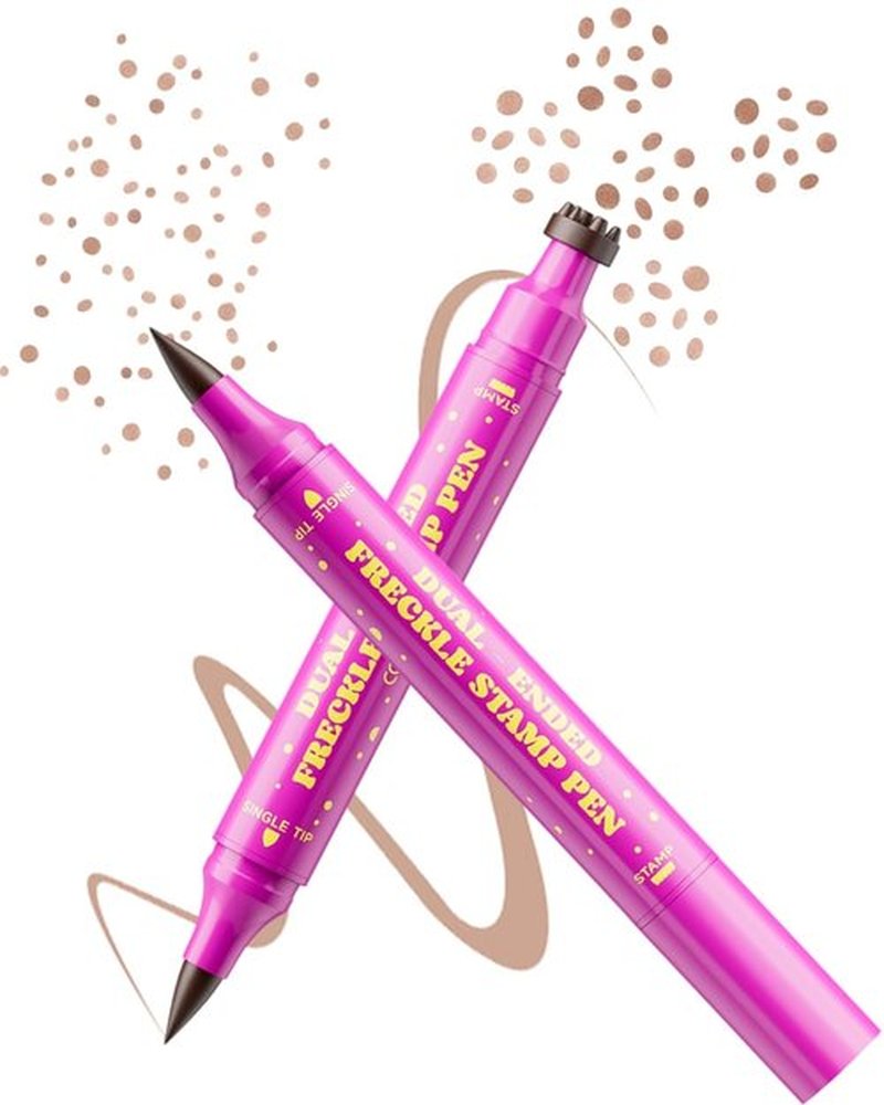 Skiennix Dual Ended 2-in-1 Faux Freckle Stamp Pen - Waterproof Multi-Prong Design for Natural Makeup