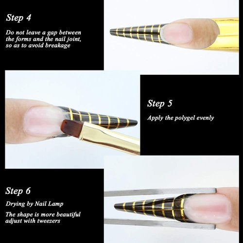 Nail Forms 500 Pcs Roll Nails Extension for Acrylic Nails Self-adhesive Nail Tips Replacement for Polygel Nail Guide, Nail Stickers Molds Builder Learning Curve Art Equipment Salon, Gold Horseshoe