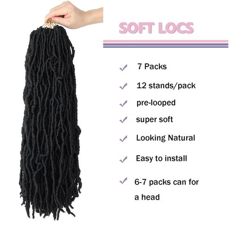18 Inch Soft Locs 7 Packs Faux Locs Crochet Hair Pre Looped Distressed Locs Crochet Braids Hair Extensions Butterfly Locs For Black Women 1B