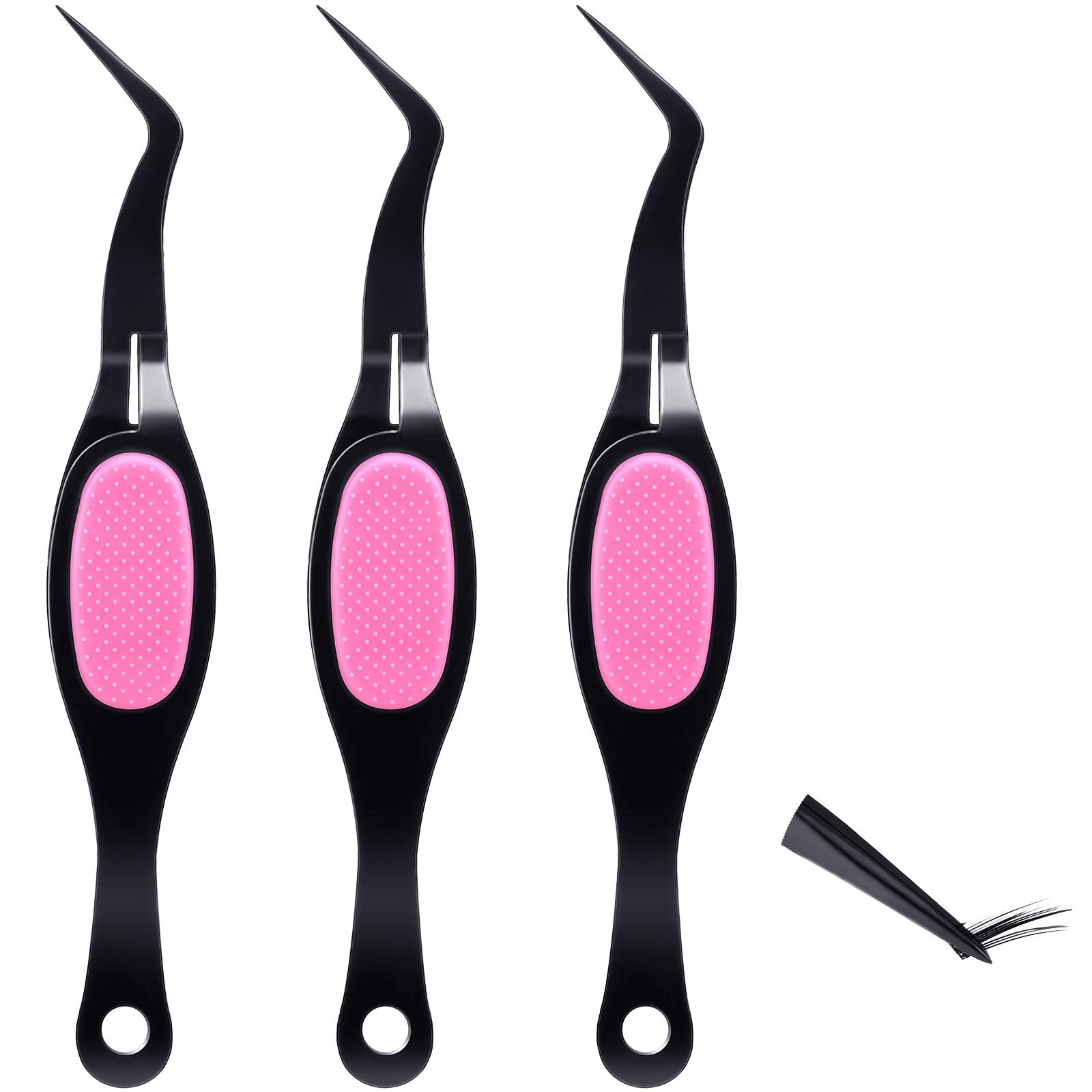 Mudder 3 Pieces Reverse Craft Tweezers Crossing Lock Tools Stainless Steel Tweezers Grip Precision Curved Beading Jewelry Tools for DIY Craft Supplies