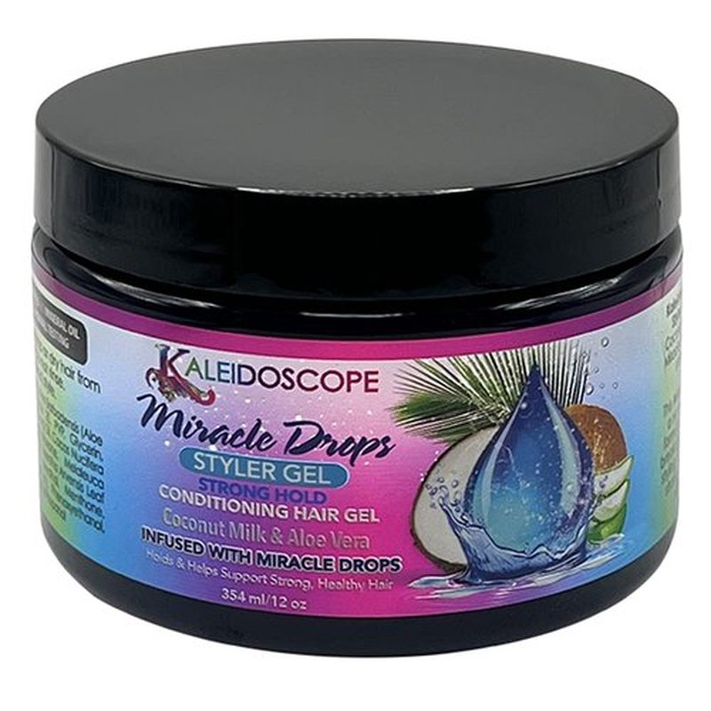 Kaleidoscope - Miracle Drops Collection – Coconut Milk, Honey & Aloe Vera, Rice Water Moisturizing Blend – Shampoo, Conditioner, Leave-In Conditioner, 3 Minute Mask, Styling Gel, Styling Foam – Hair Care Bundle 6 Pcs Set