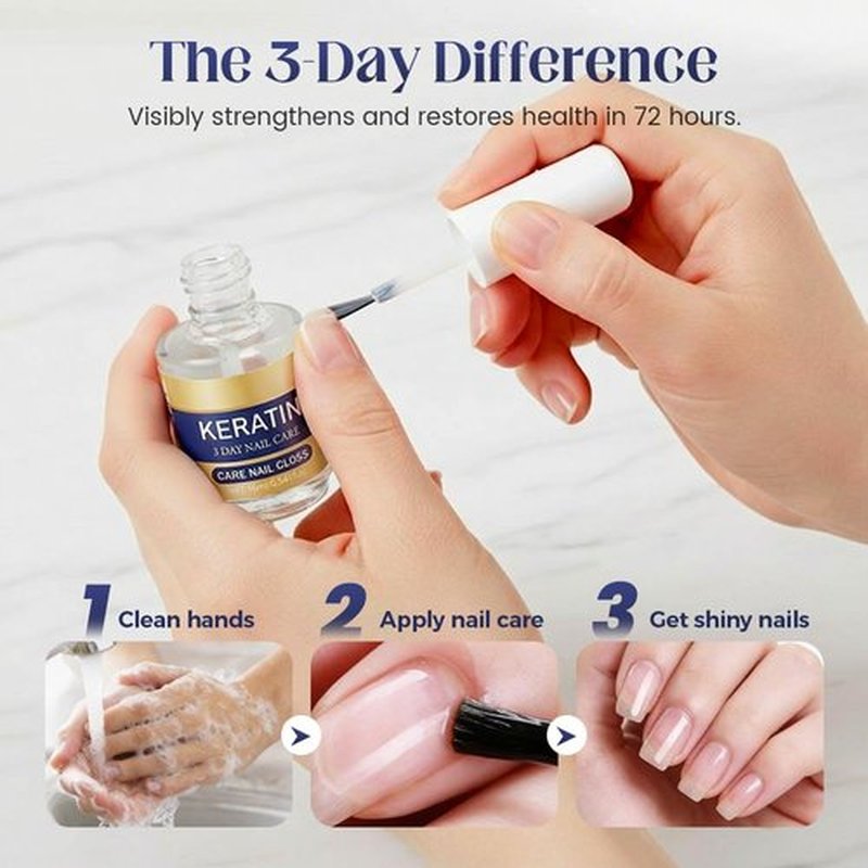 Keratin Nail Care Oil - Strengthening Treatment with Amino Acids for Dry, Brittle Nails | 3-Day Intensive Hydration
