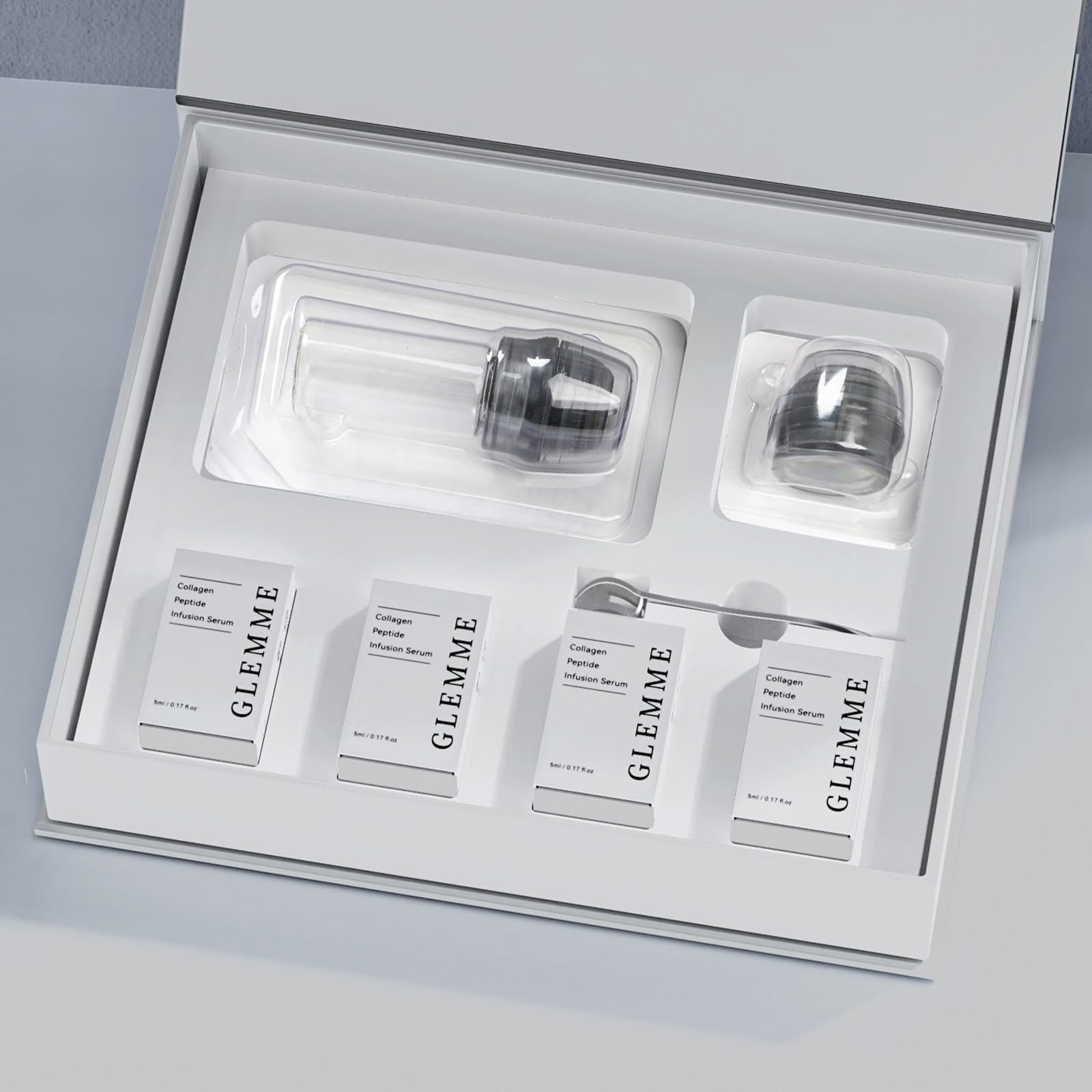 Micro Infusion System for Face & Neck, Titanium Needle Cosmetic Stamp Hydra Microneedling Serum - Peptides & Hyaluronic Acid Serum for All Skin Types, 0.25mm Home Infusion Set