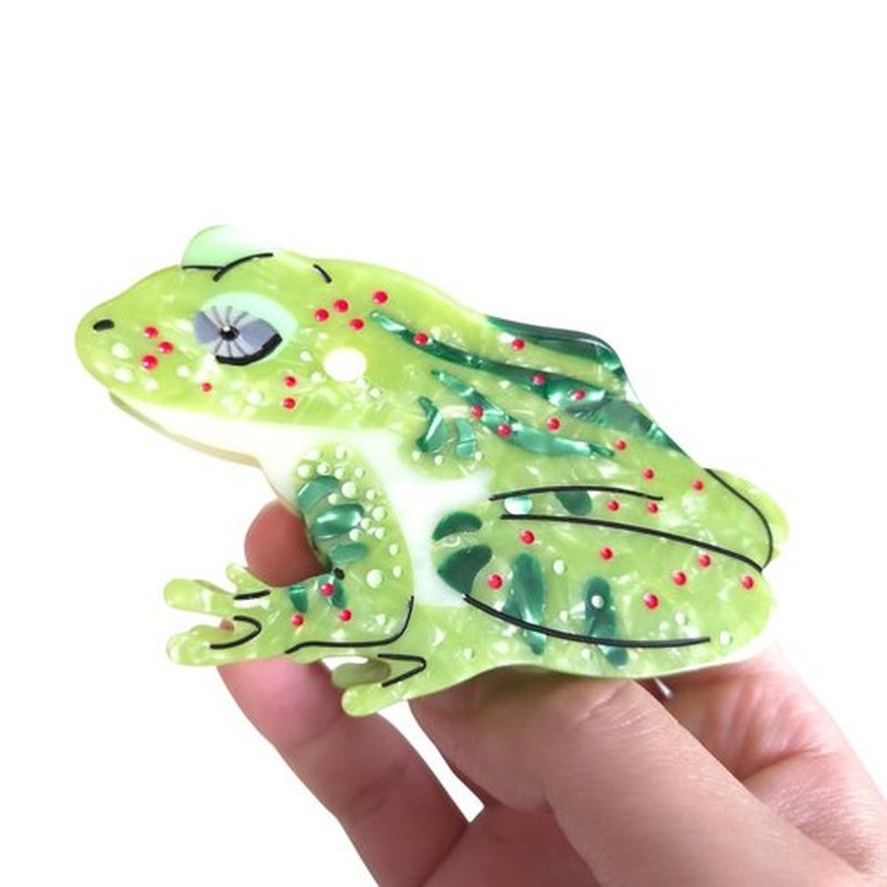 Fantasy Amphibians Animals Hair Clips,Acetate Hair Clips,Big Claw Clips for Women,Novelty Hair Clip (Green Frog)