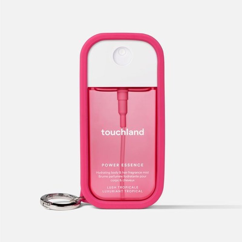 Touchland Body & Hair Fragrance Mist Case – Compatible only with 2 FL OZ Body Spray – Silicone Case with Keyring, Hibiscus Pink