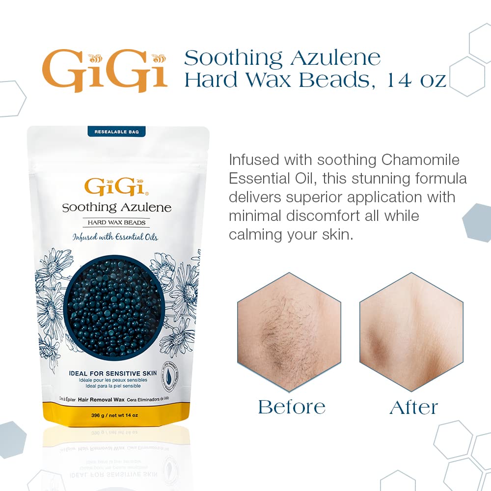 GiGi Hard Wax Beads for Hair Removal Face, Body & Sensitive Skin, 14 oz