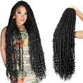 CISINPO Butterfly Locs Crochet Hair with Curly Ends 30 Inch, 6 Packs Boho Distressed Locs Hair Extensions, Bohemian Goddess Faux Butterfly Braids Can be Used for Wigs (1B, Natural Black)