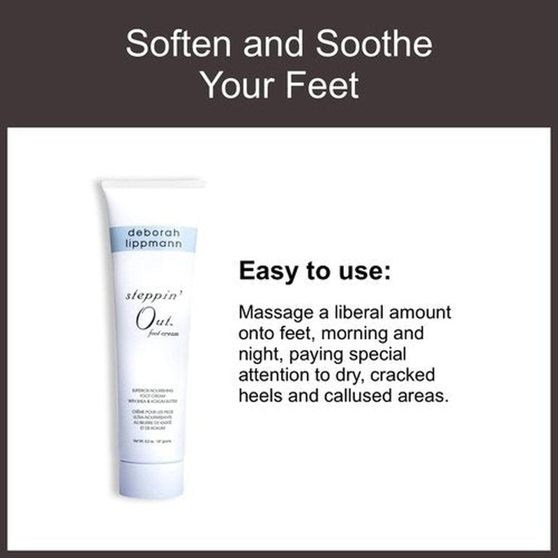 Deborah Lippmann Steppin' Out Foot Cream | Moisturizes & Softens Dry Feet, Restores Flexibility & Cracked Heels for Healthy Skin | Non-Greasy | 5.2 Oz