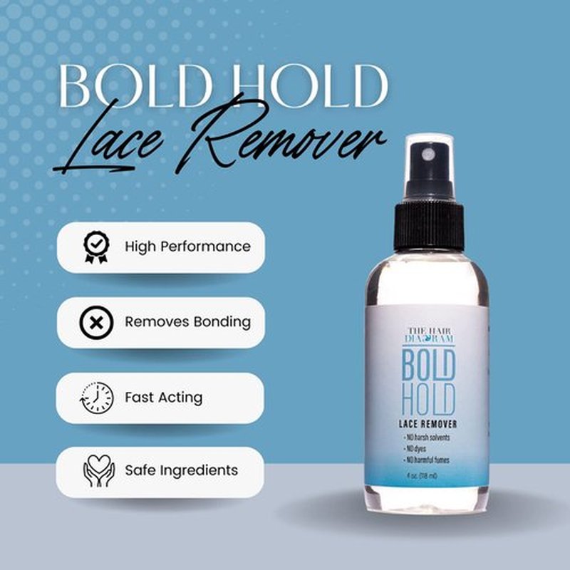 The Hair Diagram - Bold Hold Lace Remover - Bond Release Spray - Residue Removal Solution For Wigs, Extensions, & Hair Systems - Tape & Lace Glue Remover - NO Harsh Solvents, Dyes, Harmful Fumes - 4oz