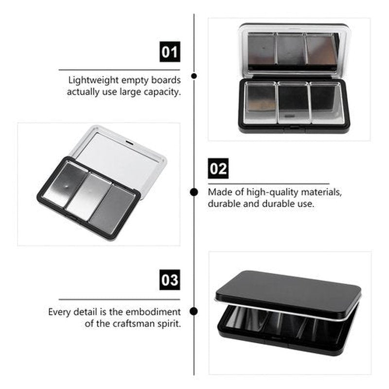 Beaupretty Magnetic Empty Eyeshadow Palette Box with 3 Compartments Refillable Lipstick and Blusher Storage Tray Portable Makeup Container for Travel and Daily Use