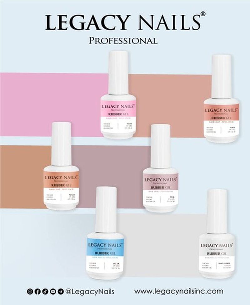 LEGACY NAILS Professional Rubber Gel Base-Coat 0.5 fl oz. Nivelador UV-LED Full Coverage Elastic Thick Flexible Gel Base Coat Builder (CLEAR)
