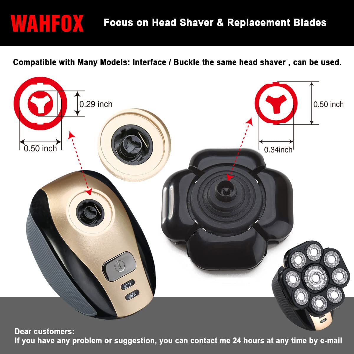 Universa 9 Blades Replacement Heads for Mainstream head shaver brands, Head Shaver Replacement Blades (9 Black)