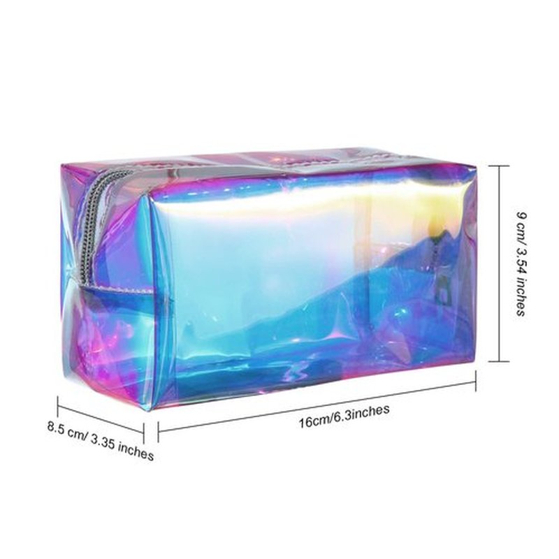Boao Holographic Makeup Bag Set - Clear Iridescent Travel Cosmetic Pouches | Zippered Toiletry Organizers