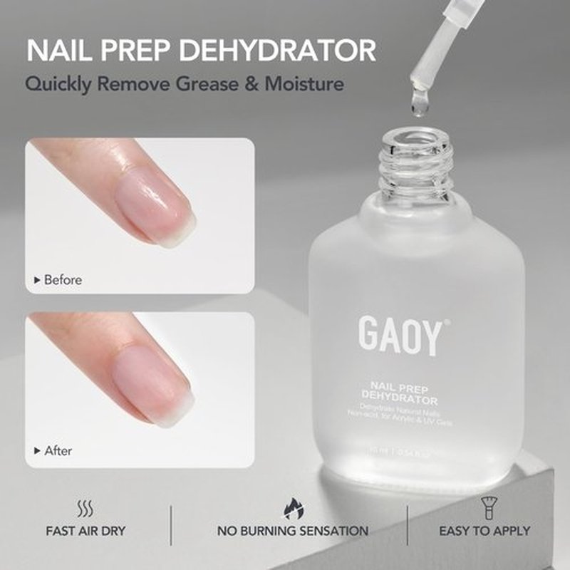 GAOY Nail Dehydrator & Primer Set - Acid-Free Natural Nail Prep for Gel Polish | 2 Pcs