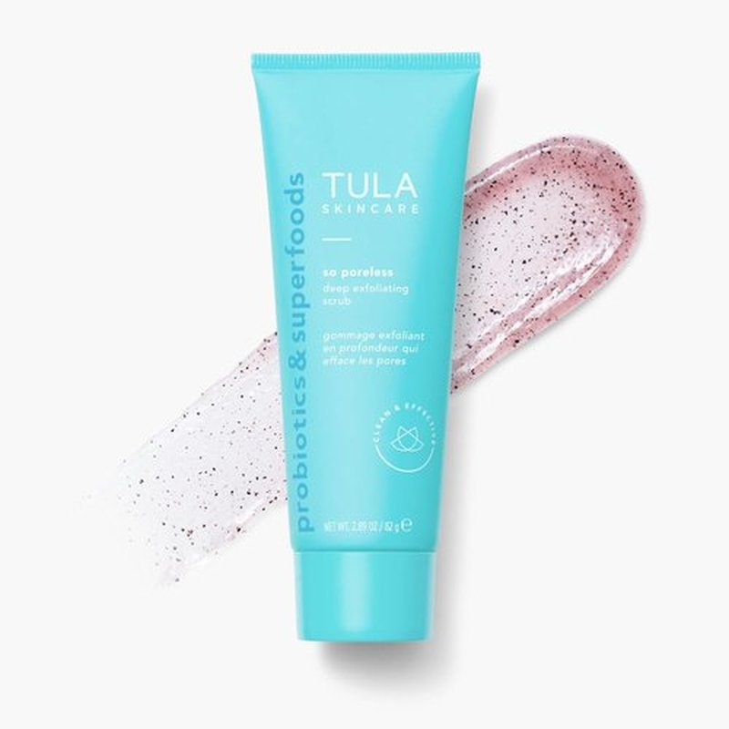 TULA Skin Care So Poreless Exfoliating Blackhead Scrub - Gentle Exfoliation with Prebiotic Extracts & Volcanic Sand, 2.89 oz.