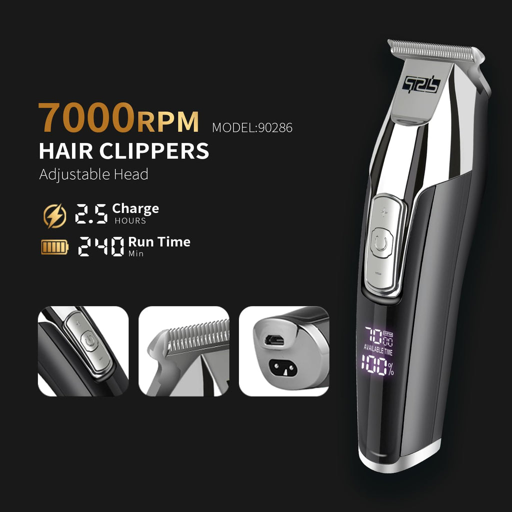 DSP® Hair Clipper, Trimmer, Beard Shaver Kit for Men Professional Barber Set for Hair and Beard Cutting Zero Gap Beard Trimmer, Rechargeable Bald Clippers with LED Display (Black)