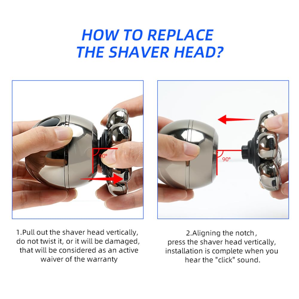 Head Shaver, 5 in 1 Waterproof with LCD Display Bald Head Shavers for Men, Wet Dry Electric Razor, 7DUSB Rechargeable Electric Shavers Bald (Grey)