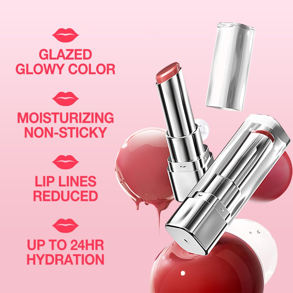 HHLTOH 1Pcs Tinted Lip Balm Moisturizing Lipstick – Watermelon Peach Pink Sheer Hydrating Lip Color for Dry Lips – Nourishing Lip Balm for All Women with a Subtle Natural Scent (S02 Summer)